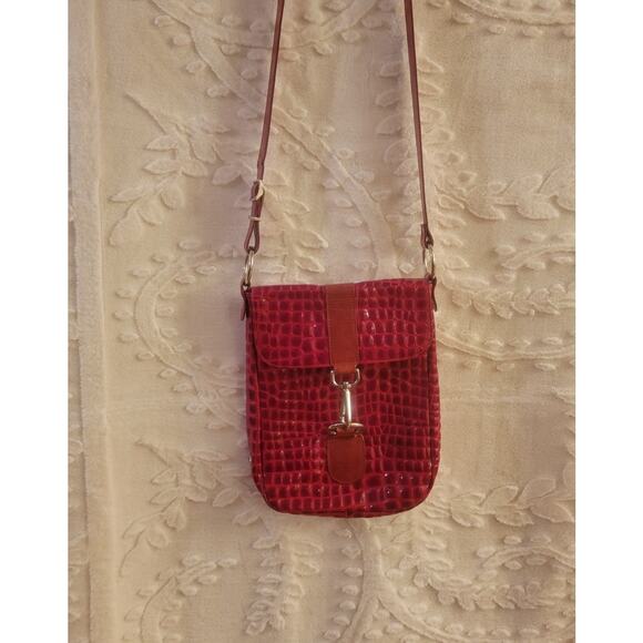 Original THE TREND Red Crocodile Print Cross Body Bag - Picture 1 of 13